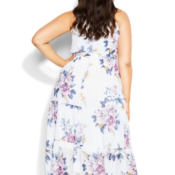 City Chic Women's Plus Size Halter Floral Print Teired Maxi Dress - Picture 7 of 7